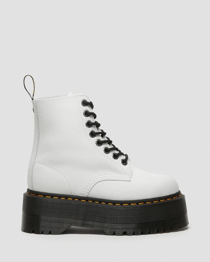 Dr Martens 1460 Pascal Max Læder Platform Støvler Dame Hvide | DK 231HAP